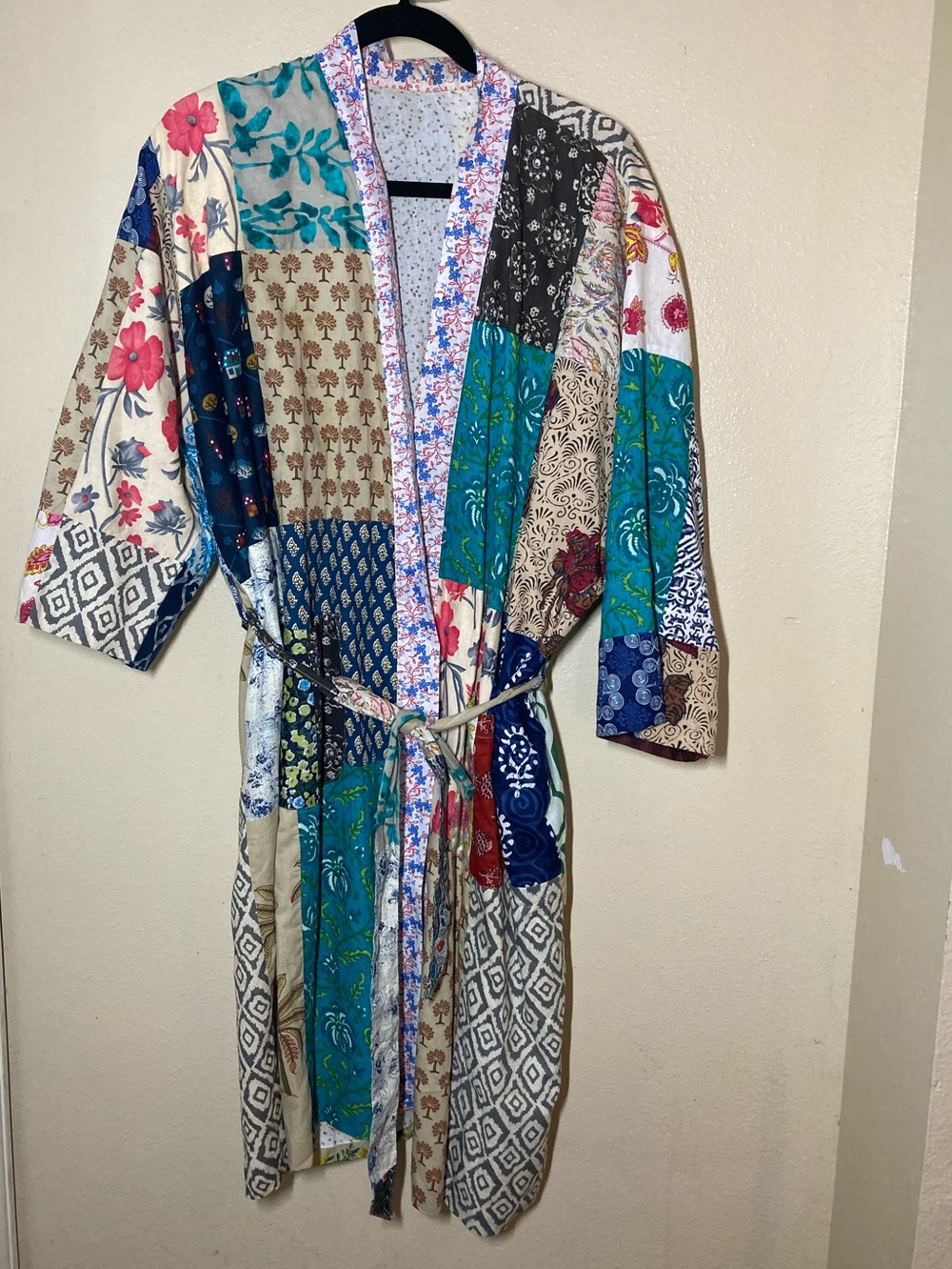 Patchwork 100% Cotten Multicolor/Pattern Kimono Robe Lightweight Floral BoHo